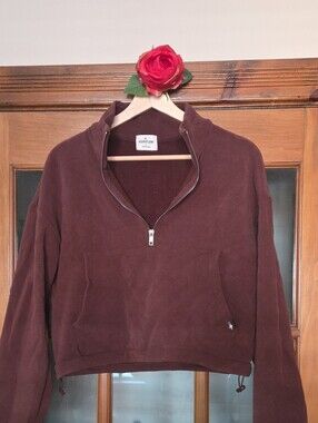 Azur Fit - Blsck Coffee Quarter-Zip Cropped Pullover Size L